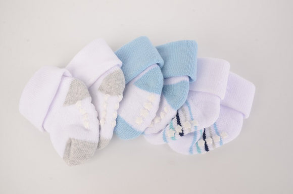 Hudson Baby 3pcs Terry Socks With Non-Skid (0-6M)