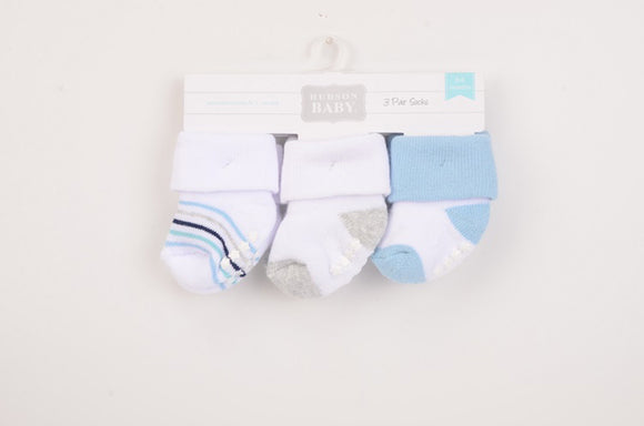 Hudson Baby 3pcs Terry Socks With Non-Skid (0-6M)