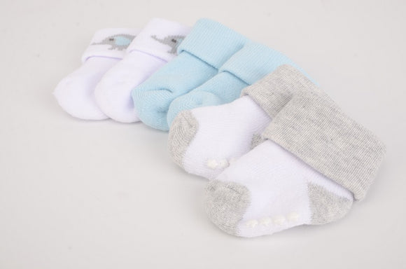 Hudson Baby 3pcs Terry Socks With Non-Skid (0-6M)