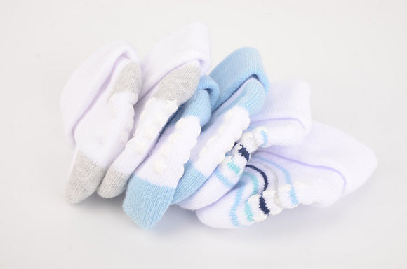 Hudson Baby 3pcs Terry Socks With Non-Skid (0-6M)