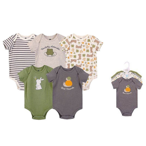 Hudson Baby 5pcs Bodysuit Short Sleeve Set (0-3m/3-6m/6-9m/9-12m)