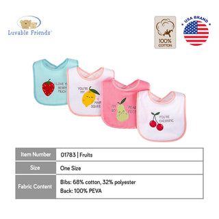 Luvable Friends 4pcs EMB Bib With PEVA Back