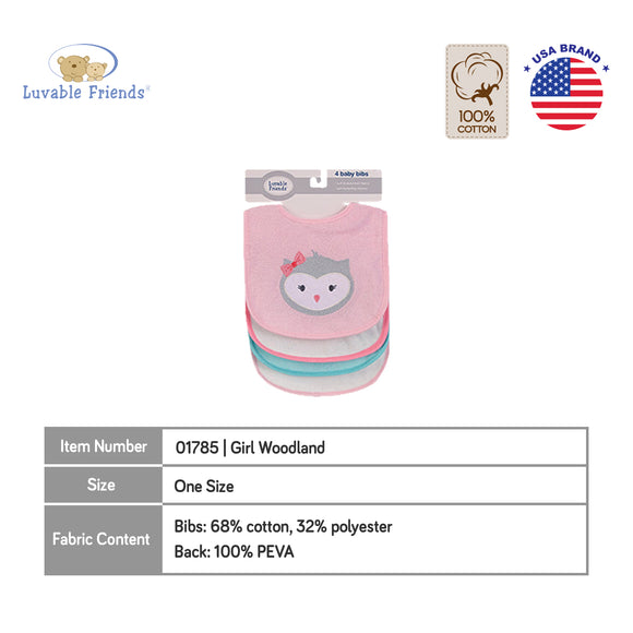 Luvable Friends 4pcs EMB Bib With PEVA Back