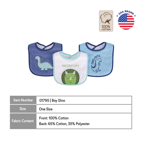 Luvable Friends 3PC Emb Bib with Polyfill