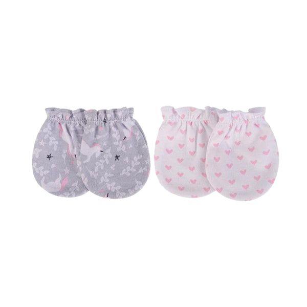 Hudson Baby 2 Pairs Scratch Mittens Set (100% Cotton)