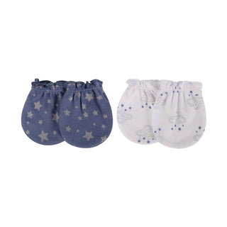 Buy cloud-mobile-blue Hudson Baby 2 Pairs Scratch Mittens Set (100% Cotton)