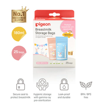Pigeon Breastmilk Storage Bags Animals 180ml (25Bags/Box) - 0