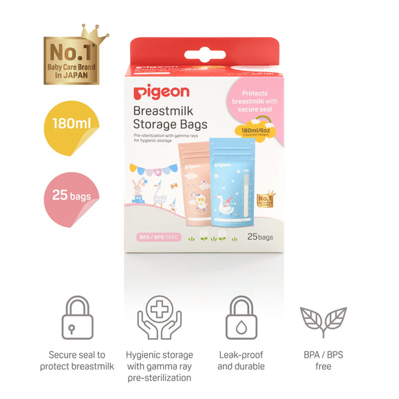 Pigeon Breastmilk Storage Bags Animals 180ml (25Bags/Box)