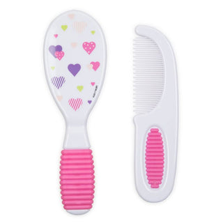 Buy pink-striped-hearts Nuby Comb & Brush Set