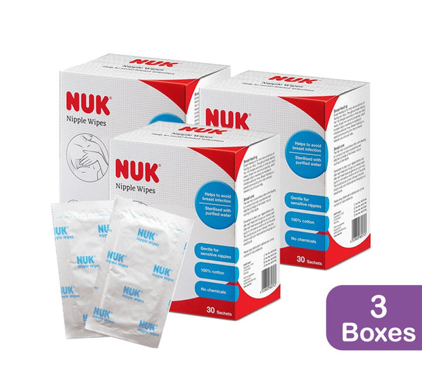 NUK Ultra Dry Comfort+ Breast Padsx2Boxes + Nipple Wipesx3Boxes + Anti-bacterial Wet Wipesx5Packs FREE NUK White Bag Bundle (Promo)