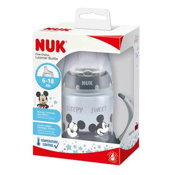 NUK Premium Choice PP 150ml Mickey/ Minnie Mouse Temperature Control Learner Bottle