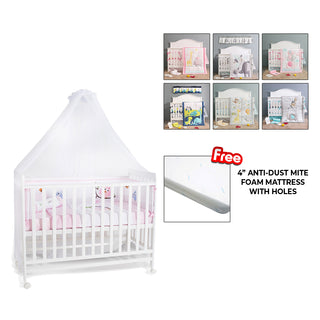 Happy Cot Happy Wonder+ 5-in-1 Convertible Baby Cot FREE Anti-Dust Mite Foam Mattress with Holes