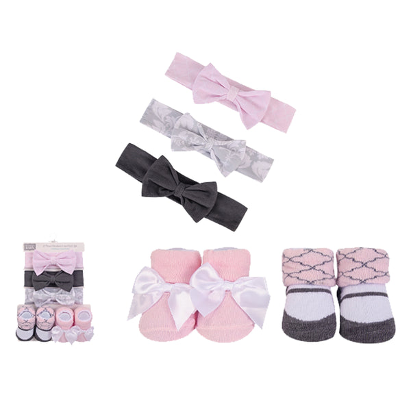 Hudson Baby 5pcs Headband & Socks Set (0-9M)