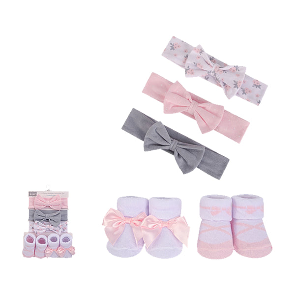 Hudson Baby 5pcs Headband & Socks Set (0-9M)