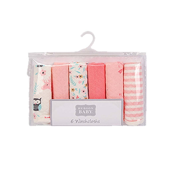 Hudson Baby 6pcs Quilted Washcloths (9x9inch)