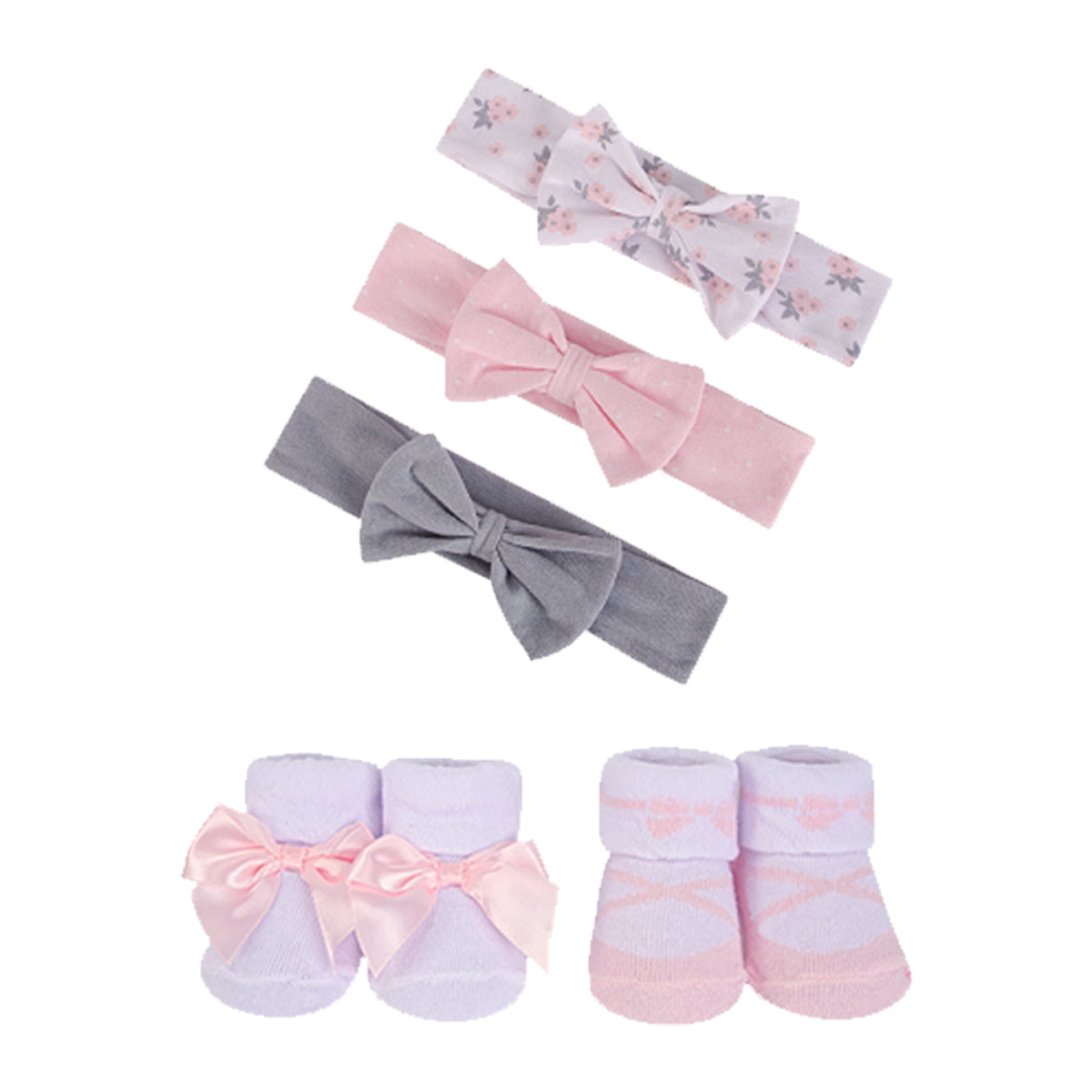 Hudson Baby 5pcs Headband & Socks Set (0-9M)
