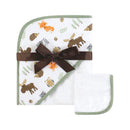 Hudson Baby 1pc Hooded Towel & Washcloths (Woven Terry)-14