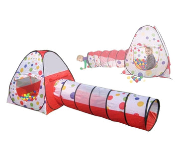 BabyOne Kids Play Tent Ball House with Tunnel (100pcs Balls) - 0