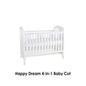 Happy Cot Happy Dream 4-in-1 Convertible Baby Cot + Anti-Dust Mite Foam Mattress with Holes and Mosquito Net