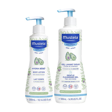 Mustela Gentle Cleansing Gel For Hair & Body + Hydrabebe Body Lotion (Bundle)