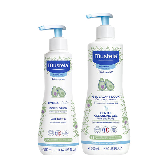 Mustela Gentle Cleansing Gel For Hair & Body + Hydrabebe Body Lotion (Bundle)