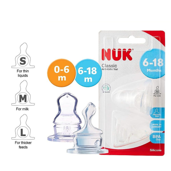 NUK Classic Anti-Colic Teats - Silicone