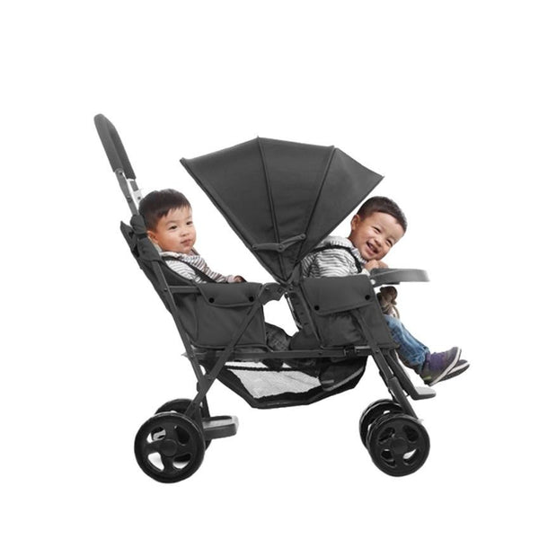 Joovy Caboose Too Graphite Sit and Stand Stroller Tandem Double Stroller - Black