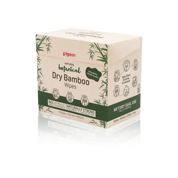 Pigeon Natural Botanical Dry Bamboo Wipes 70 Sheets