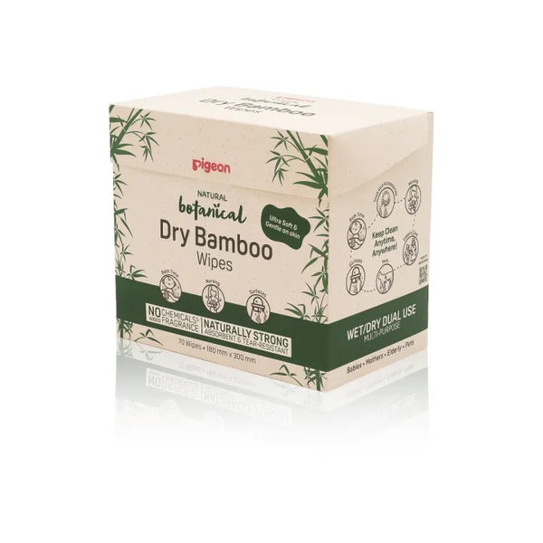 Pigeon Natural Botanical Dry Bamboo Wipes 70 Sheets (1/2/4/6/8 Boxes)(Promo)