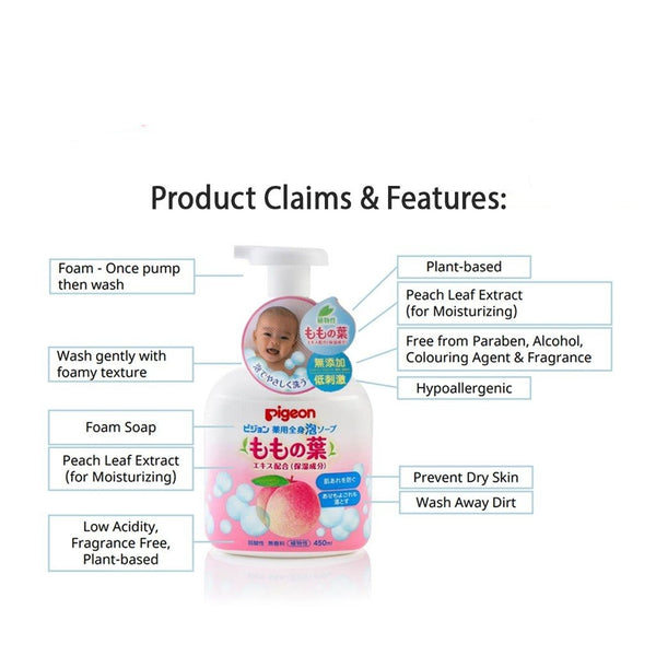 Pigeon Peach Leaf Moisturizing Body Foam Soap (Bottle/Refill) (08411/08412) (Promo)