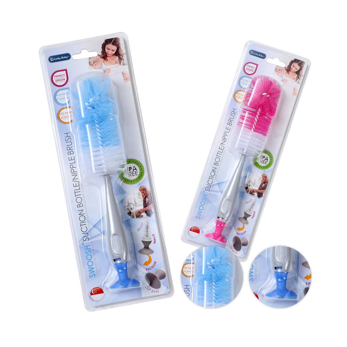 Lucky Baby Swoosh 2in1 Suction Bottle/Nipple Brush
