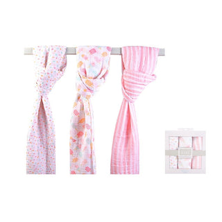 Buy lf52074-candy Hudson Baby 3pcs Muslin Swaddle Blanket