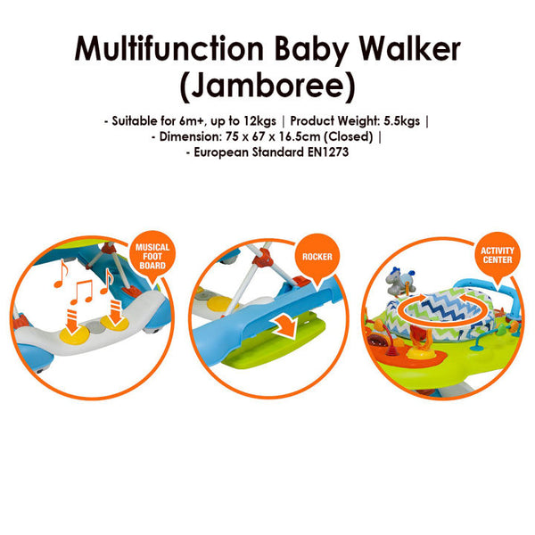 Lucky Baby Jamboree 5 in 1 Multifunction Baby Walker/Pusher/Rocker/Foot Board/Activity Centre