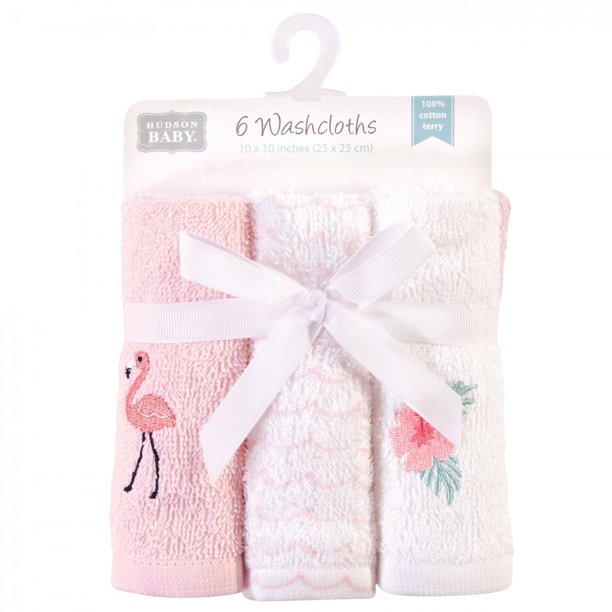 Hudson Baby 6pcs Washcloths (10x10inch) (Woven Terry)