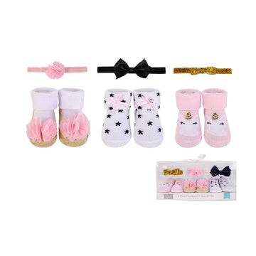 Hudson Baby 6pcs Headband & Socks Gift Set - 0
