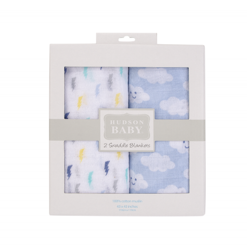 Hudson Baby 2pcs Muslin Swaddle Blanket