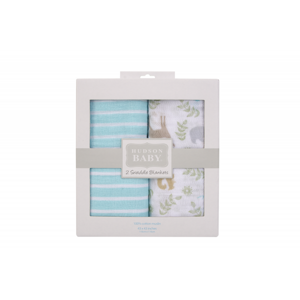 Hudson Baby 2pcs Muslin Swaddle Blanket