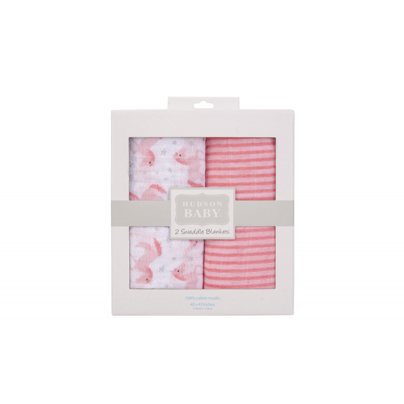 Hudson Baby 2pcs Muslin Swaddle Blanket