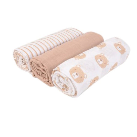 Hudson Baby 3pcs Muslin Swaddle Blanket Gift