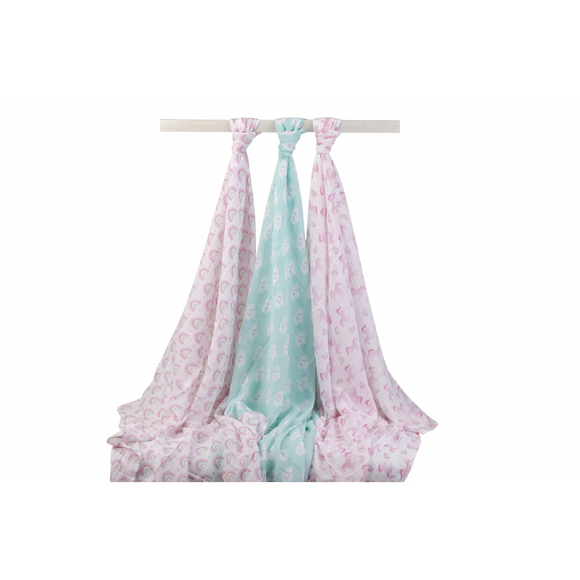 Hudson Baby 3pcs Muslin Swaddle Blanket Gift