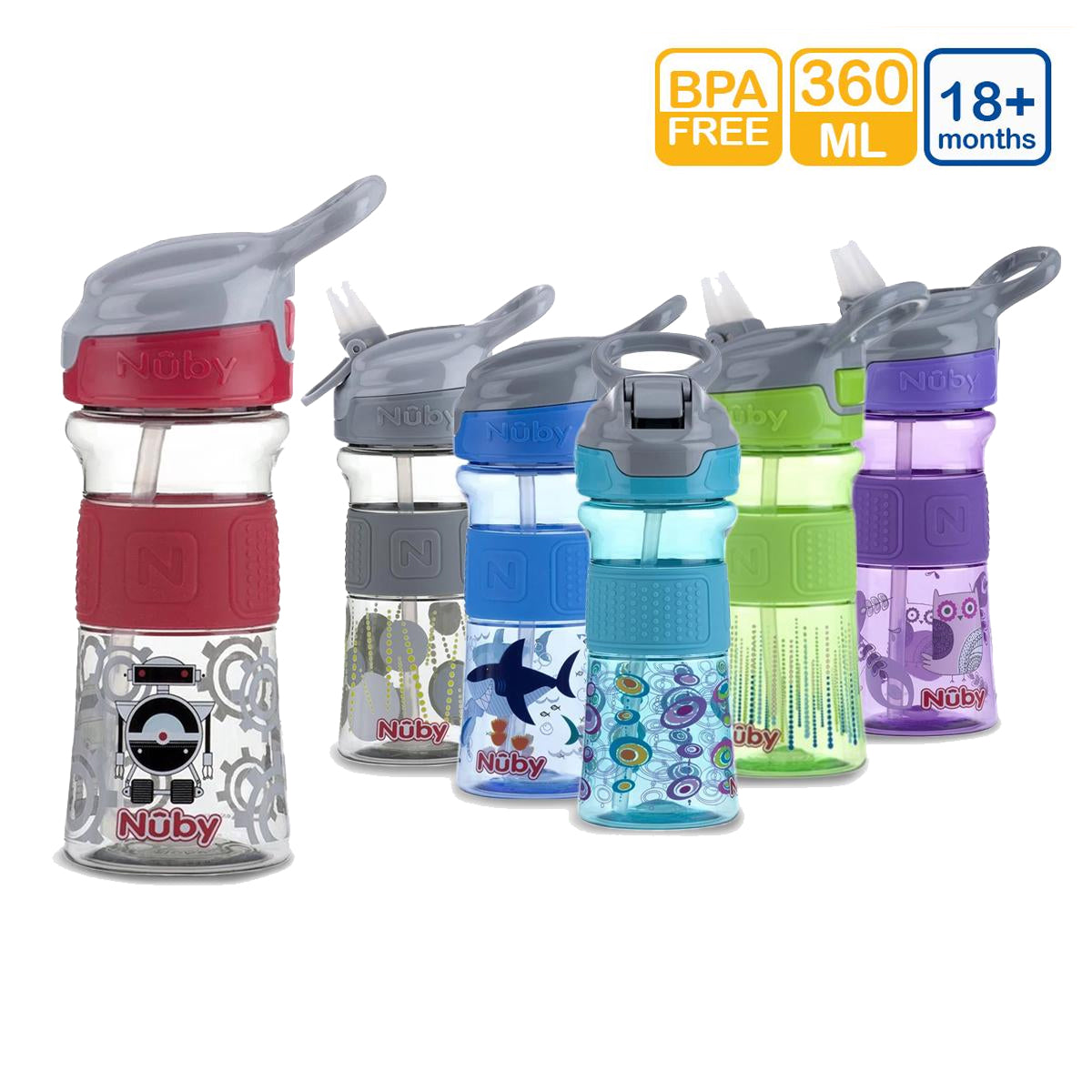 Nuby Soft Spout On-the-Go Sports Bottle with Push Button 360ml