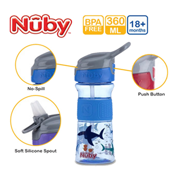 Nuby Soft Spout On-the-Go Sports Bottle with Push Button 360ml
