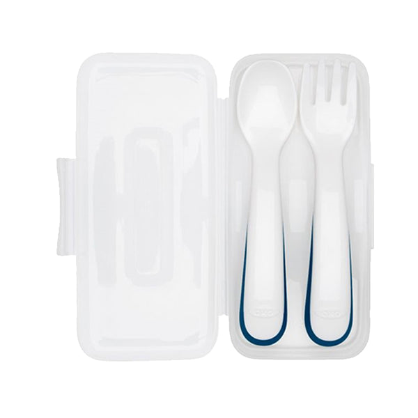 OXO Tot On-the-Go Plastic Fork and Spoon Set with Travel Case