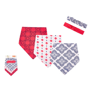 Hudson Baby 5pcs Bandana Bib & Headband Set - 0