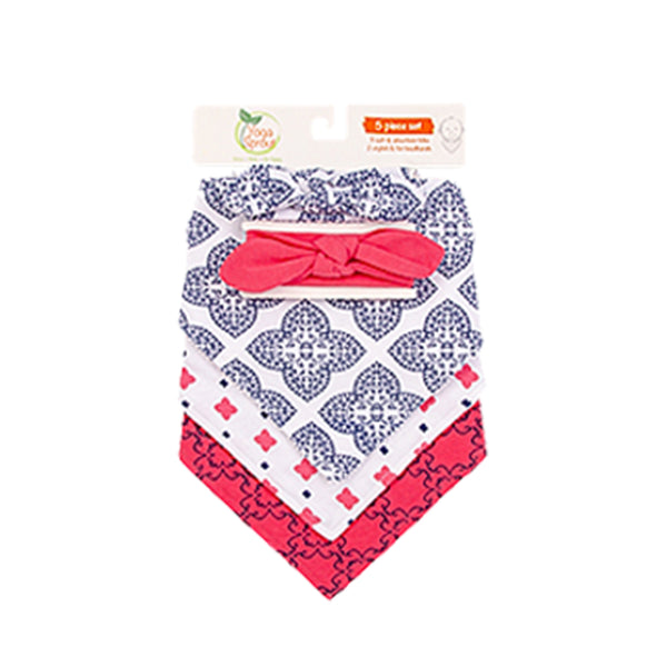 Hudson Baby 5pcs Bandana Bib & Headband Set