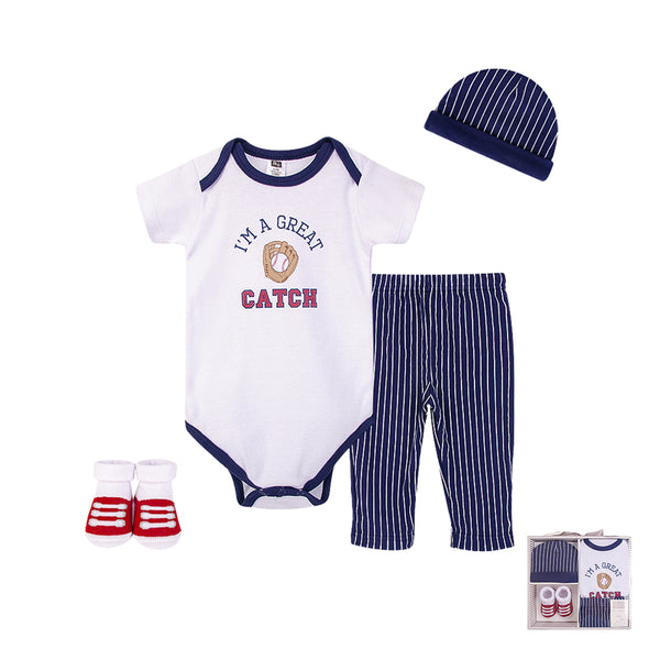 Hudson Baby 4pcs New Born Baby Clothing Gift Set (0-6 Months)