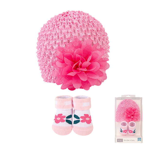 Hudson Baby 2pcs Knit Hat And Sock Set (0-9m)