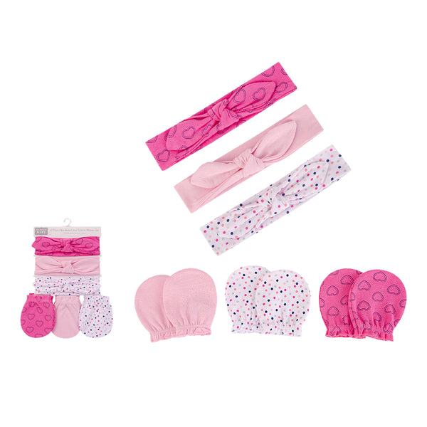 Hudson Baby 6pcs Headbands & Scratch Mittens Set