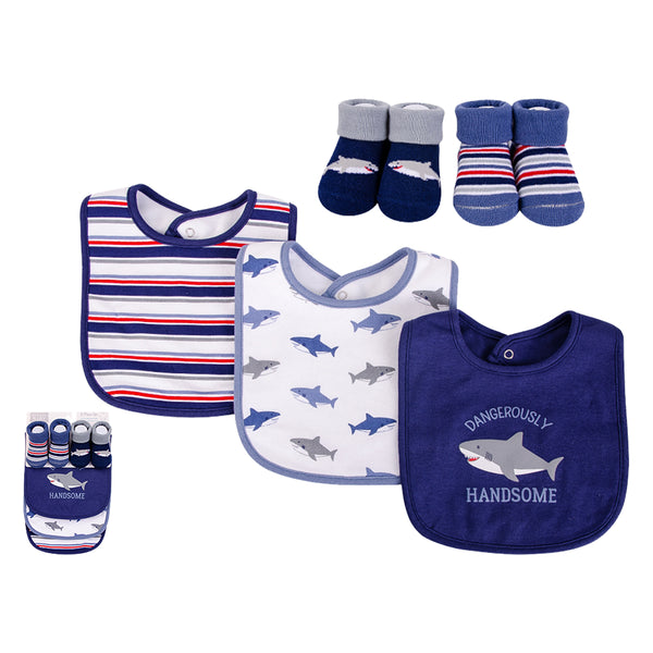 Hudson Baby 5pcs Bib And Sock Set (0-9m)