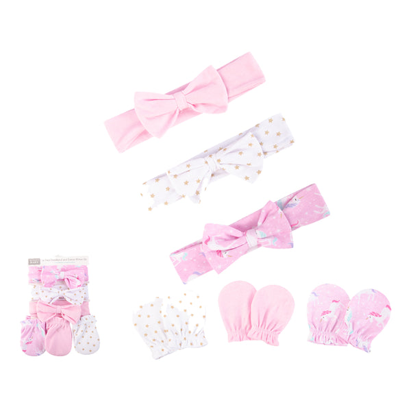 Hudson Baby 6pcs Headbands & Scratch Mittens Set